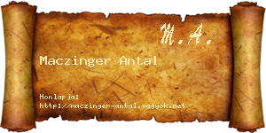Maczinger Antal névjegykártya